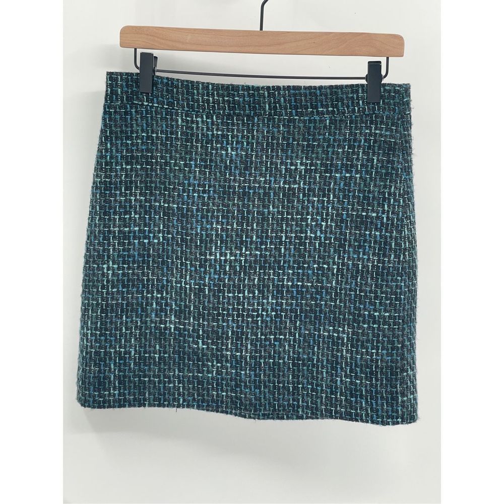 J Crew Tweed‎ Skirt Women's Size 2 Blue Green Short Mini